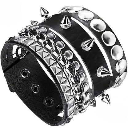 4pcs/set Gothic Punk Rock Square Rivet Bracelet Daily and Party Gothic