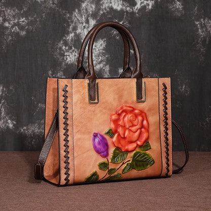 Ladies' Handbag Crossbody Single Shoulder Simple Retro Women's Top Layer Cowhide Hand Polished European And American