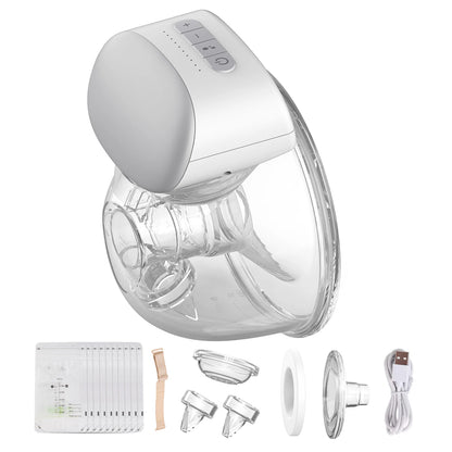 Bebebao Wearable Electric Breast Pump Hands Free Breast Cup 8oz/240ml BPA-free 3 Modes 10 Suction Levels for Breastfeeding