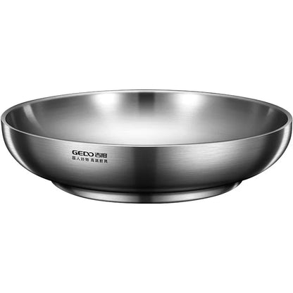 Ultra Thick 304 Stainless Steel Banquet Plate LFGB Certification Heat Insulation Dinner Dish Fall Resistant Baby Tableware
