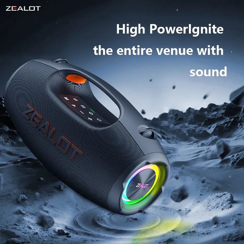 ZEALOT-S86 60W Portable Wireless Speaker with 8000mAh Battery, 360° Surround Sound, RGB Lights, Outdoor Camping Speaker, Waterproof Speaker for the Beach