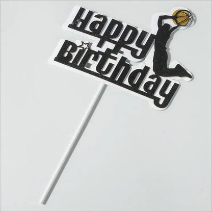 Cake Toppers Glitter DIY Basketball Football Set Cupcake Topper Cake Flags Kids Boys Birthday Wedding Bride Party Baking Decor