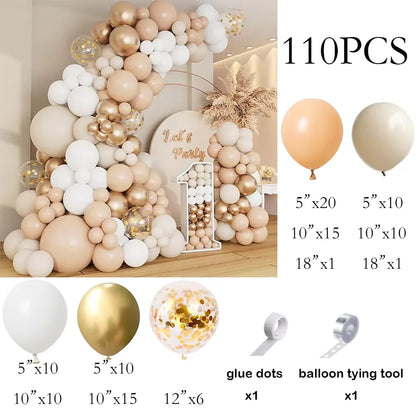 Metallic Gold White Balloons Garland 30th Birthday Party Decor Balloon Arch Kit Wedding Graduation Anniversary Decoration Globos