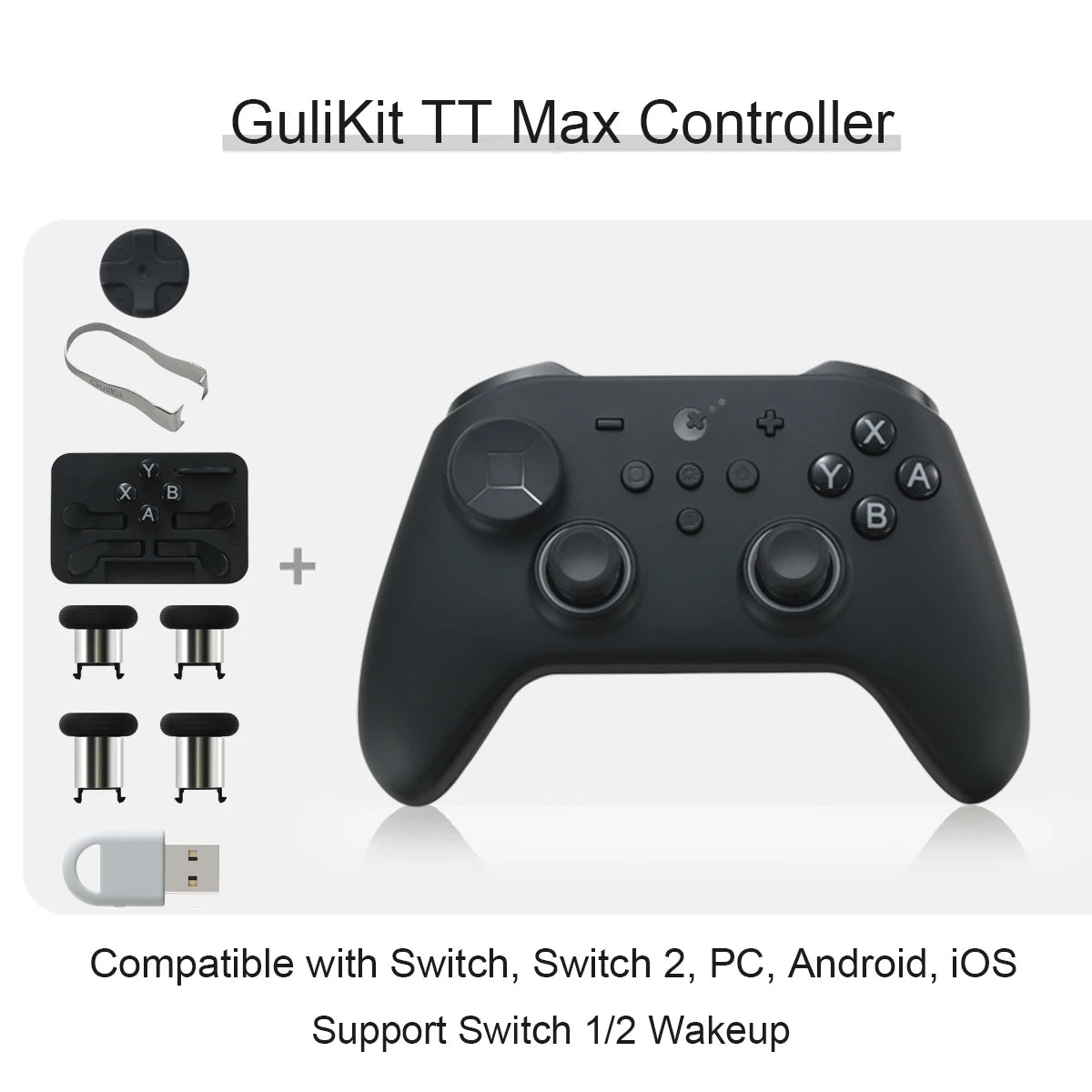 GuliKit TT MAX Wireless Game Controller for Switch 1/2 PC Android iOS with Tension Adjustable TMR Joysticks Anti Drift Gamepad
