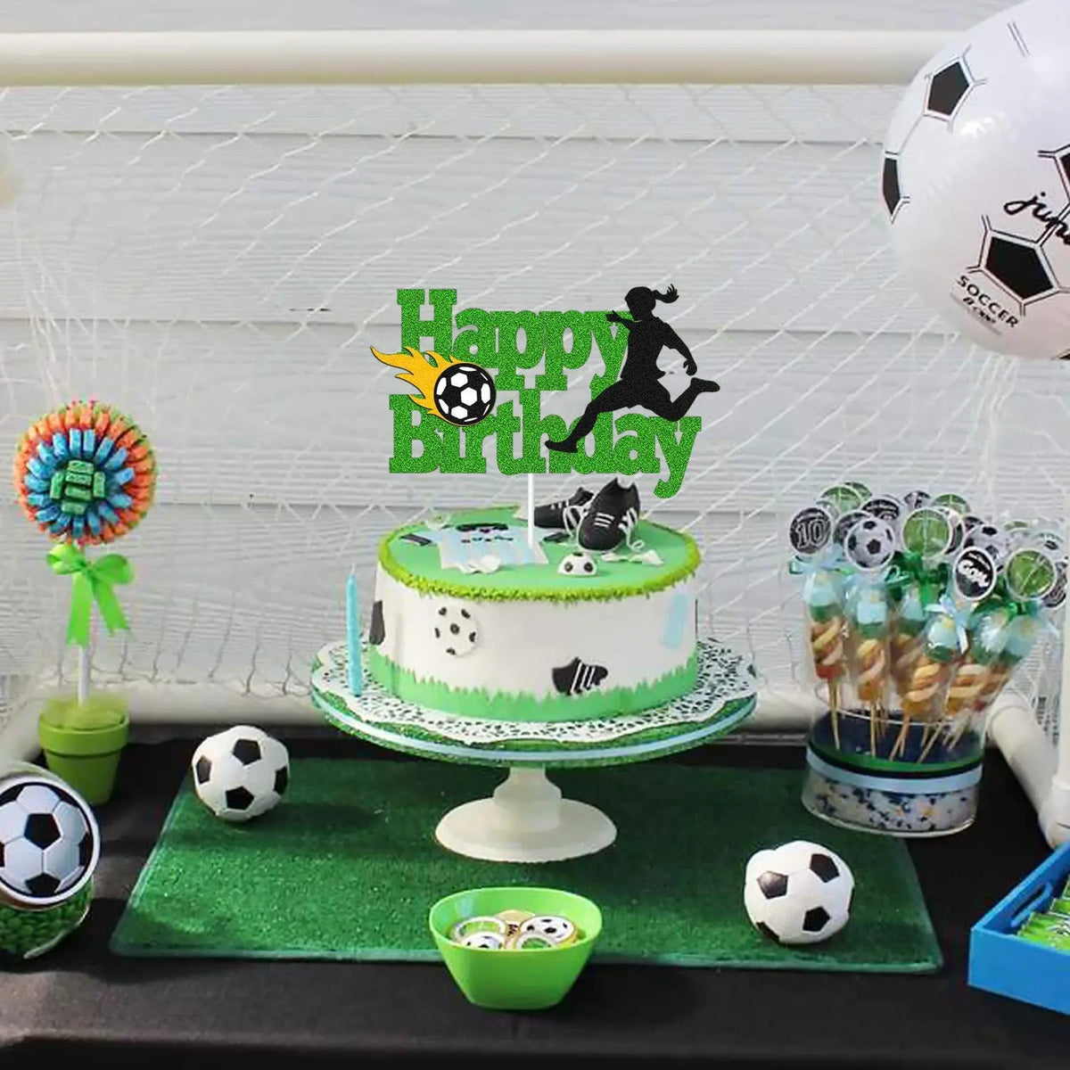 Football Cake Topper Boy Girl Soccer Happy Birthday Cupcake Toppers Party Dessert Wedding Decoration Baby Shower Baking Supplies