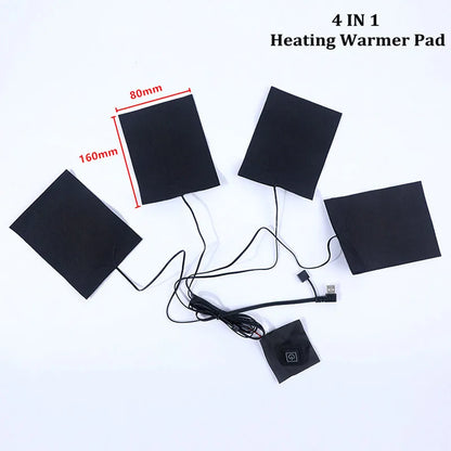 USB Clothes Heater Pad With 3 Gear Adjustable Temperature Electric Heating Sheet Heating Warmer Pad For Vest Jacket