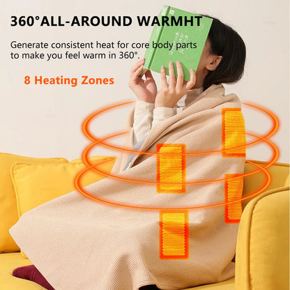 Heated Blanket USB Wearable Electric Blanket Portable Warmer Blanket for Shoulder Electric Heating Shawl with 3 Tem Setting