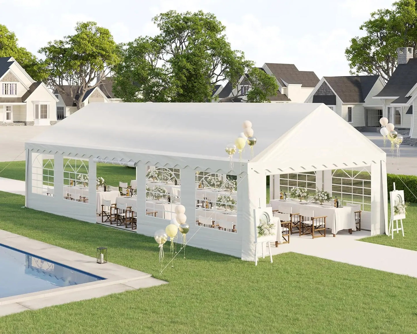 AMERLIFE 16x32 FT Party Tent with Sidewalls, Large Heavy-Duty Tents for Parties/Carport, Carpas para Fiestas Easy Set up,