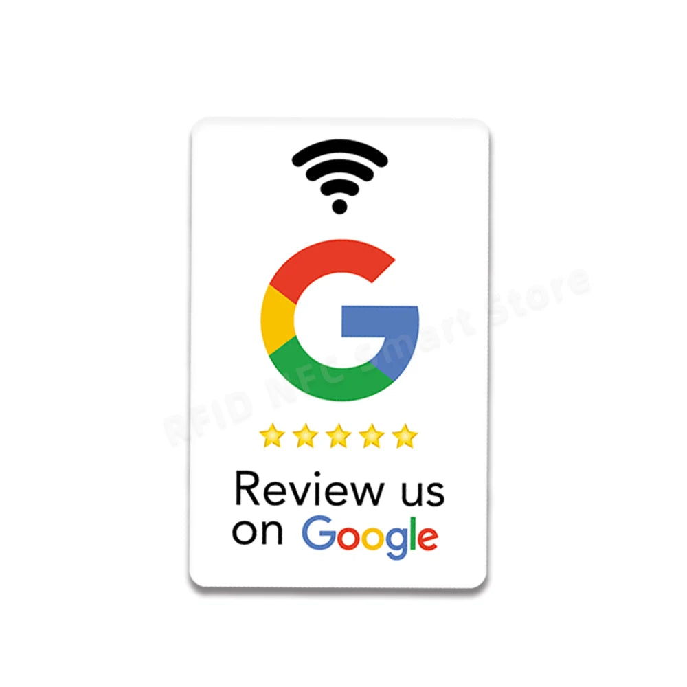 nfc tag 13.56Mhz Programmable Google Review Card NFC station table NFC Google Reviews display bending card standing bracket