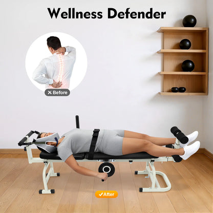 Back Stretch Bench, Multifunctional Neck Stretcher Cervical Traction Device, Adjustable Length Cervical Lumbar Traction Bed