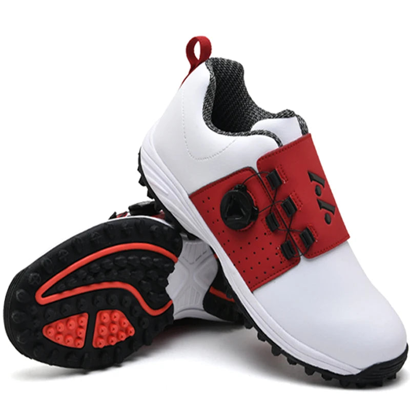 New men's golf shoes, Spinning buckle lightweight golf training shoes, Outdoor sports and leisure shoes, Breathable and non slip