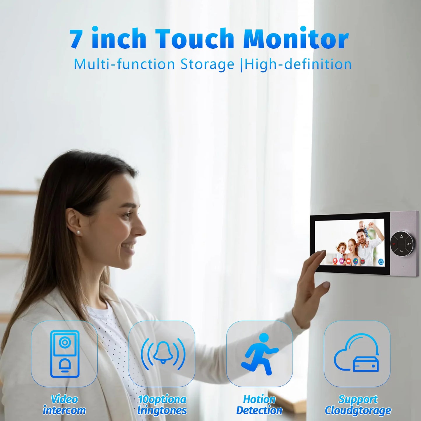 Tuya Smart 7 Inch HD Video Intercom System with 1080p Night Vision, Door Bell Camera with Move Detection & Remote Access