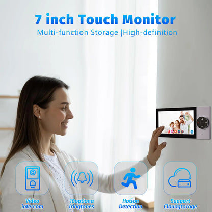 Tuya Smart 7 Inch HD Video Intercom System with 1080p Night Vision, Door Bell Camera with Move Detection & Remote Access