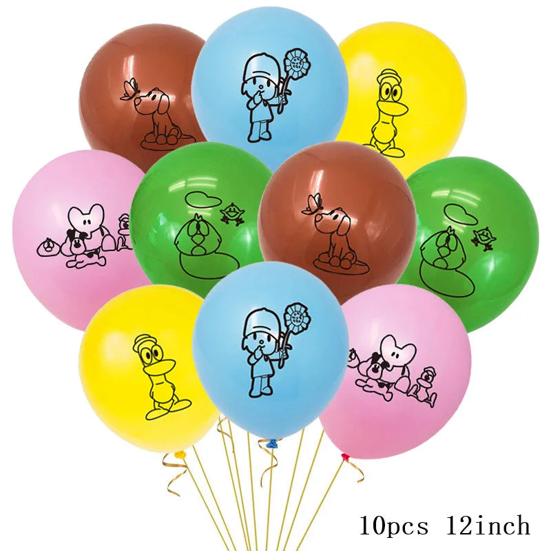 Pocoyoed Foil Air Balloons Eily Pato Latex Ballons Elephant PP Party Happy Birthday Banner Baby Shower Decoration Kids Boys Toys