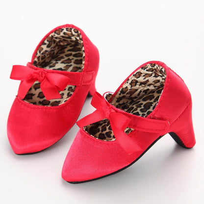 Newborn Infant Baby Fashion Girls High Heels Shoes 0-5Months Princess Bow Party Crib Shoes Photo Props Shoes