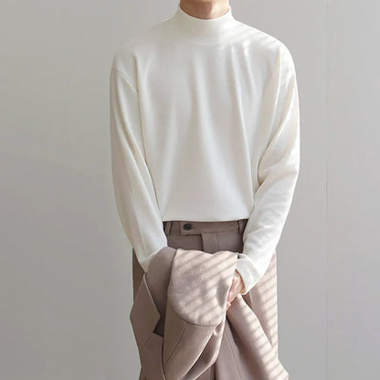 Men's Thermal Turtleneck Long Sleeve Shirt Fleece Lined Warm Loose Fit Casual Pullover Soft Basic Top Autumn Winter.