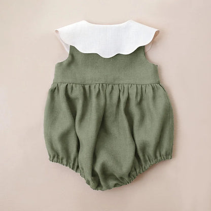 0-2y Baby Girls Clothes Cotton Linen Sleeveless Infant Girl Rompers