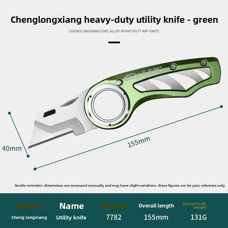 Folding Utility Knife – Heavy-Duty Box Cutter with Aluminum Body, Quick-Change Blades Anti-Slip Finger Loop Grip