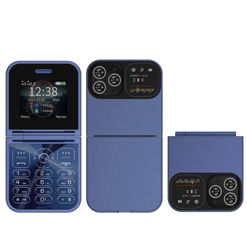 SERVO Classic Small Flip Mobile Phone 2G Dual SIM Card Blacklist Speed Dial 2.0" Screen 180° Fold Button Cellphones New Upgrade