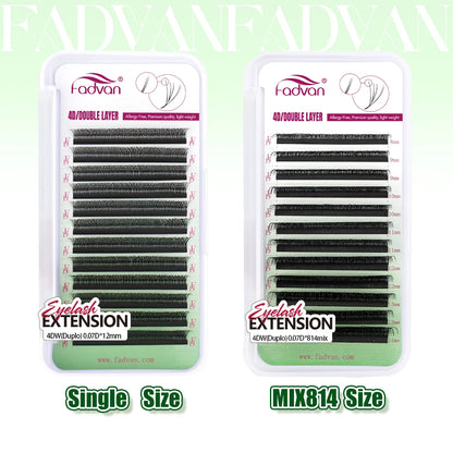 FADVAN 3D/4D/5D W Shaped Double Tips Eyelashes Extensions Natural Softlight Volume Fanning Lashes 0.07 Curl C D Black Eyelashes