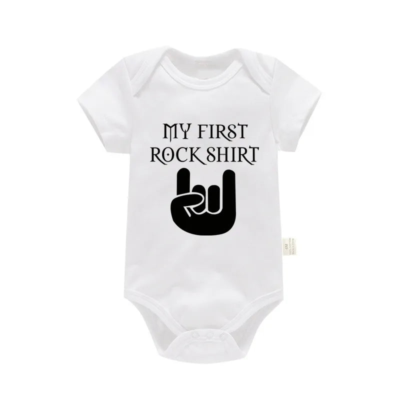 Born To Rock Newborn Baby Short Sleeve Cotton Baby Bodysuit Cute Baby Boy Clothes Jumpsuit Infant Outfit Baby Body Rock Onesie