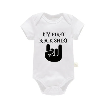 Born To Rock Newborn Baby Short Sleeve Cotton Baby Bodysuit Cute Baby Boy Clothes Jumpsuit Infant Outfit Baby Body Rock Onesie
