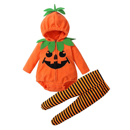 2026 Baby Halloween Rompers Infant Pumpkin Costume Newborn Cosplay 3pcs Onesie Suit New BornParty Clothing Suit