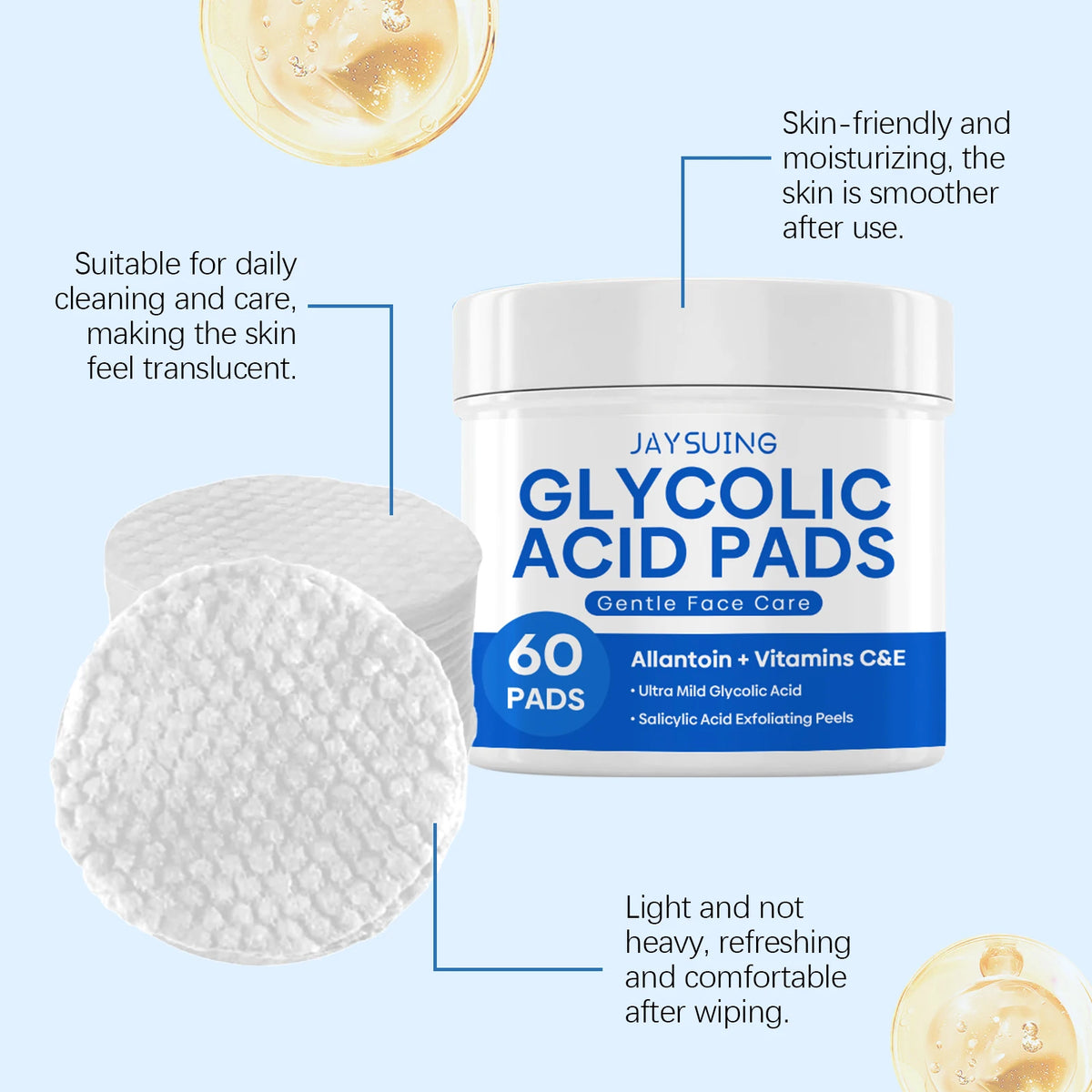 Exfoliating Cleansing Pads Remove Dirt Oil Nourishe Brighten Smooth Face Reduce Skin Irritation Redness Facial Glycolic Acid Pad