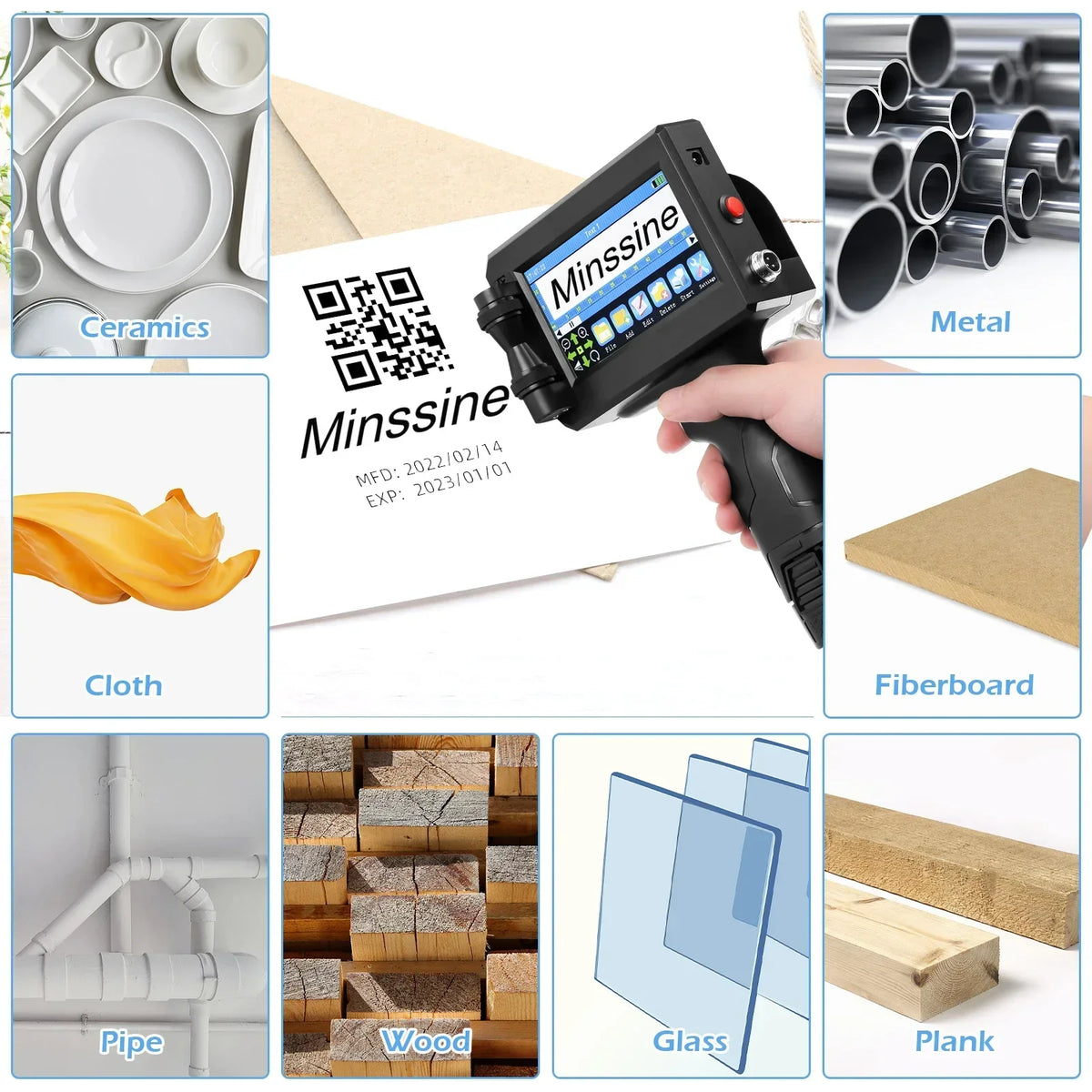 12.7/25.4mm Handheld Inkjet Printer for QR Barcode Batch Date Number Logo Expiry Date Coding Machine Non-encrypted 25 Languages