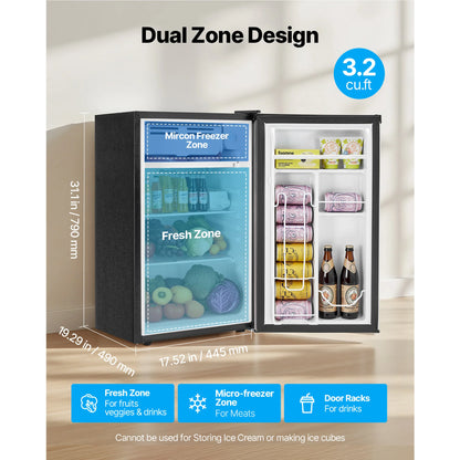 SucceBuy Mini Fridge Single Door Compact Refrigerator Adjustable Temperature Energy Efficient Small Refrigerator for BedroomDorm