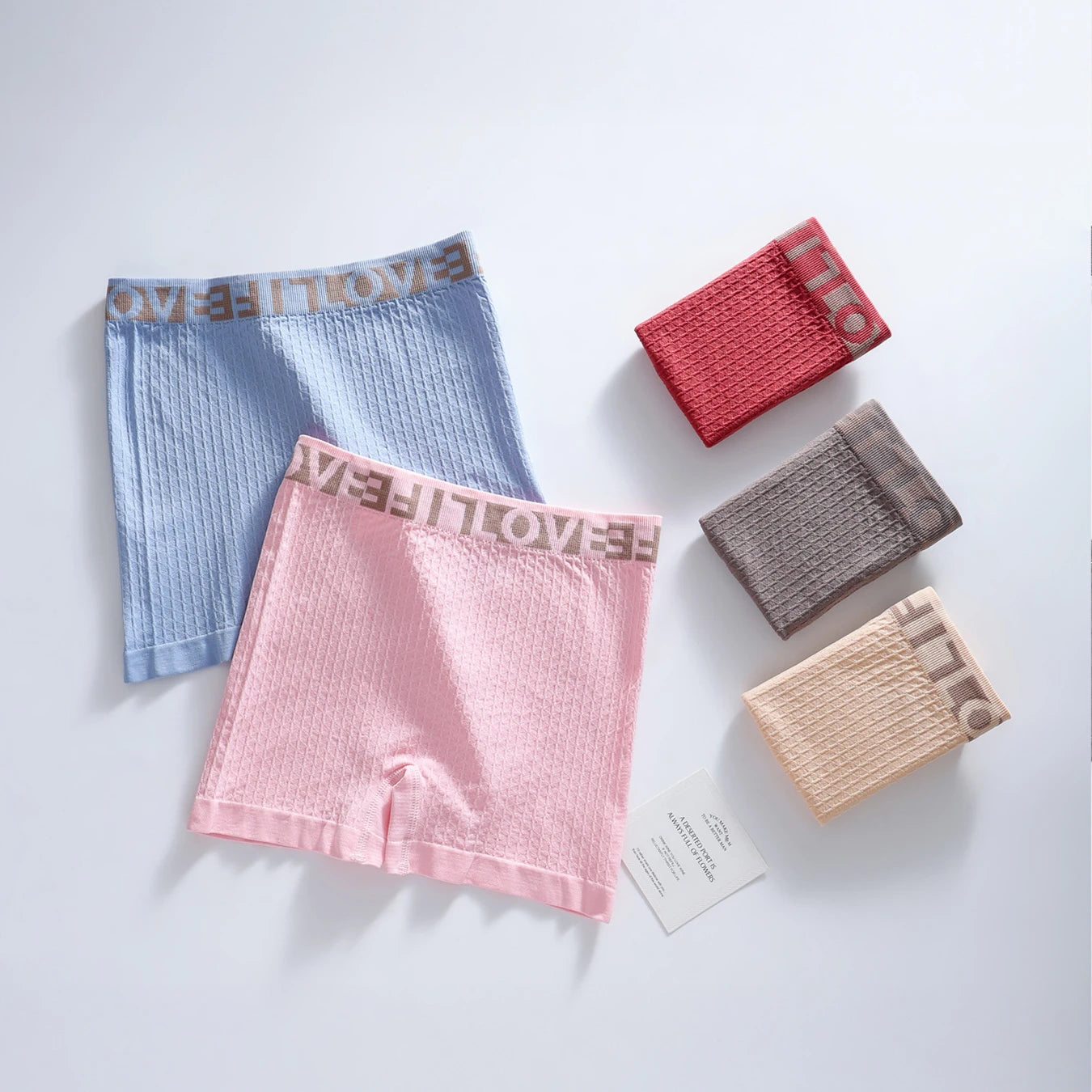 2Pcs Women High‑Waist Seamless Boxer Briefs, Elastic Waistband Ribbed Knit Underwear, Soft Stretch Short Panties Random Color