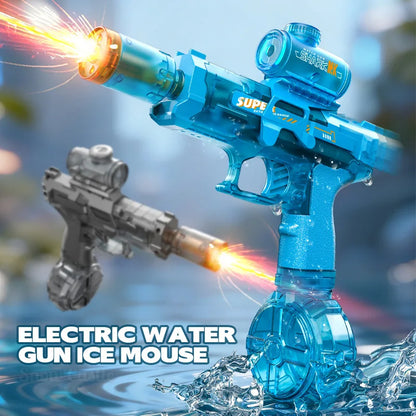 Automatic continuous shooting electric water gun, outdoor beach toys, long-distance water gun with lights, swimming toys