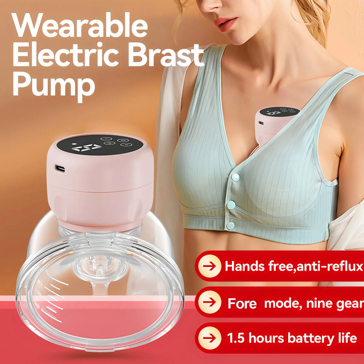 Wearable Breast Pump Electric Handsfree BPA Free 4 Modes 9 Gears USB Charge Milk Collectors Portable Breast Milk Pump Machine