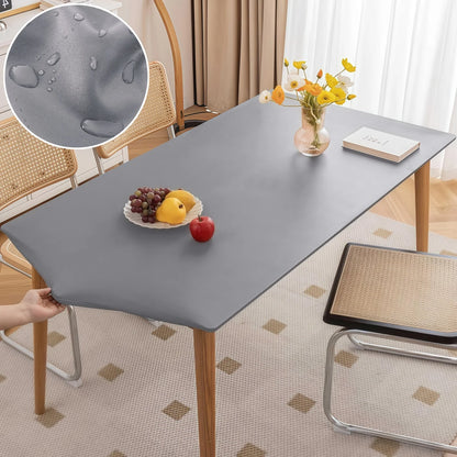 Waterproof Table Cloth Picnic Elastic PU Leather Fitted Edged Table Cloth Stretch Square/Rectangle Table Cover Wipe-Clean