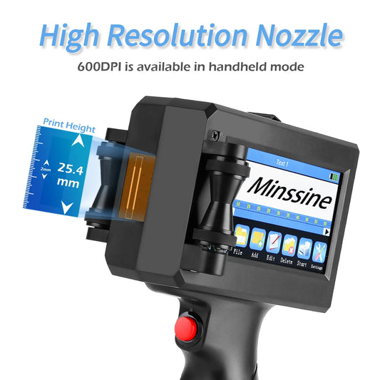 12.7/25.4mm Handheld Inkjet Printer for QR Barcode Batch Date Number Logo Expiry Date Coding Machine Non-Encrypted 25