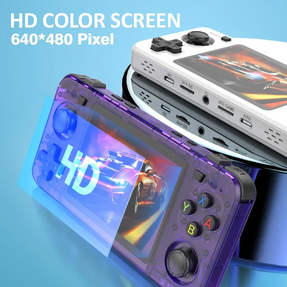 BOYHOM Green R3 6H Retro Video Game Console 3.5‘’ IPS Screen RK3326 3000 mAh Open Linux System Portable Player 64GB 128GB