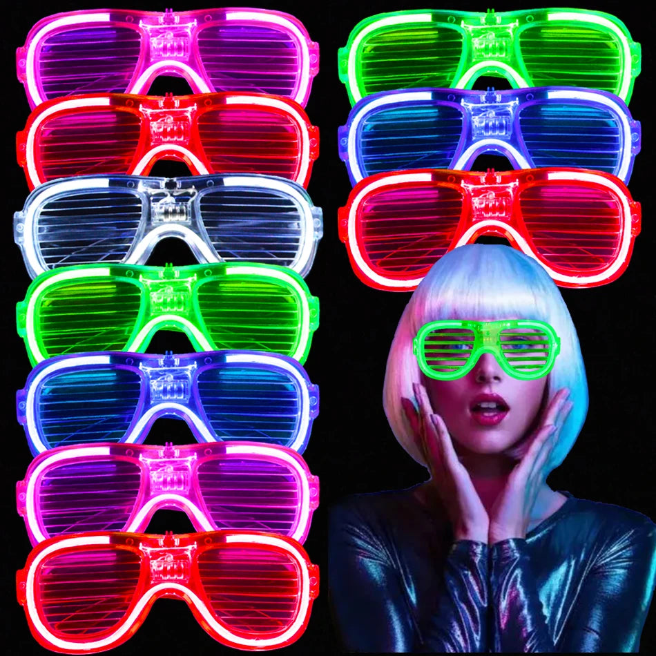 5/10/15/20/30 Pcs Led Neon Party Glasses Light Up Sunglasses Glow in the Dark Glasses for Kids Adults Party Supplies