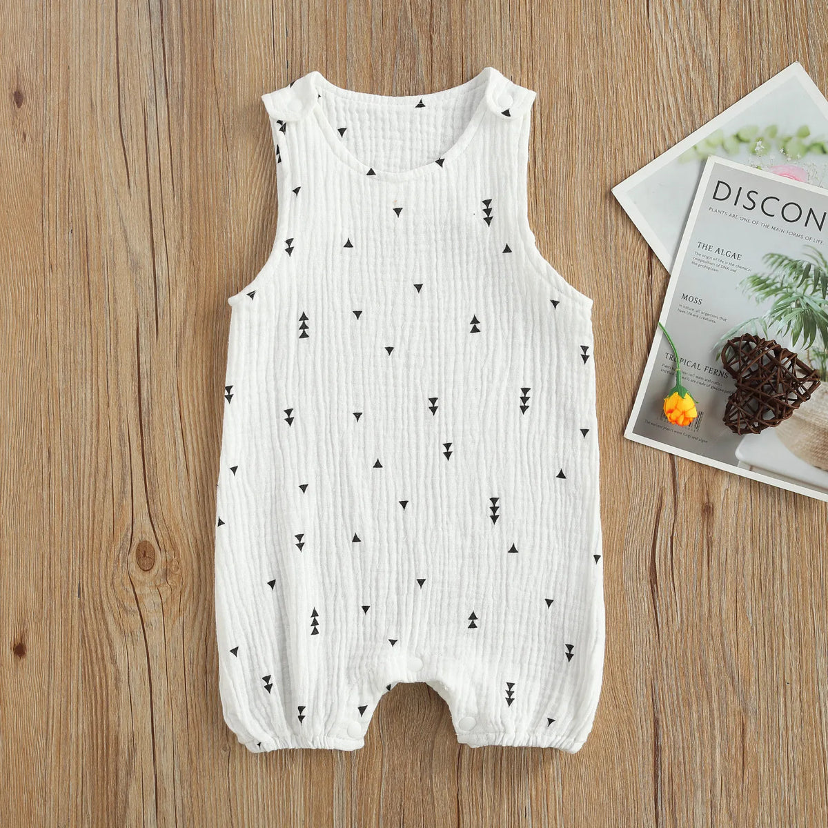 Summer Baby Boys Girls Sleeveless Romper Linen Fabric Cactus Print Playsuits Cotton Muslin Jumpsuits Children Overalls Clothing