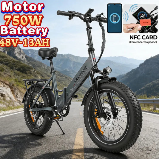 20*4.0 inch fat tire folding electric bicycle, 750W motor urban mountain E-Bike, 48V13AH battery adult electric scooter
