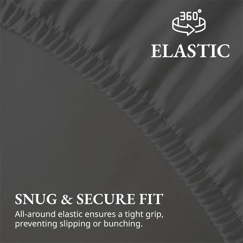 Organic Egyptian Cotton Fitted Sheet with Elastic Bands Luxury 1000TC Mattress Cover Non Slip Machine Washable 140/160/180/200cm