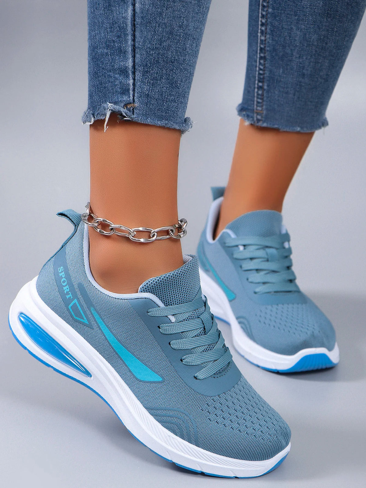 Spring new women's sports shoes, fashionable, breathable, lightweight, non-slip, wear-resistant, casual sports shoes, flat shoes