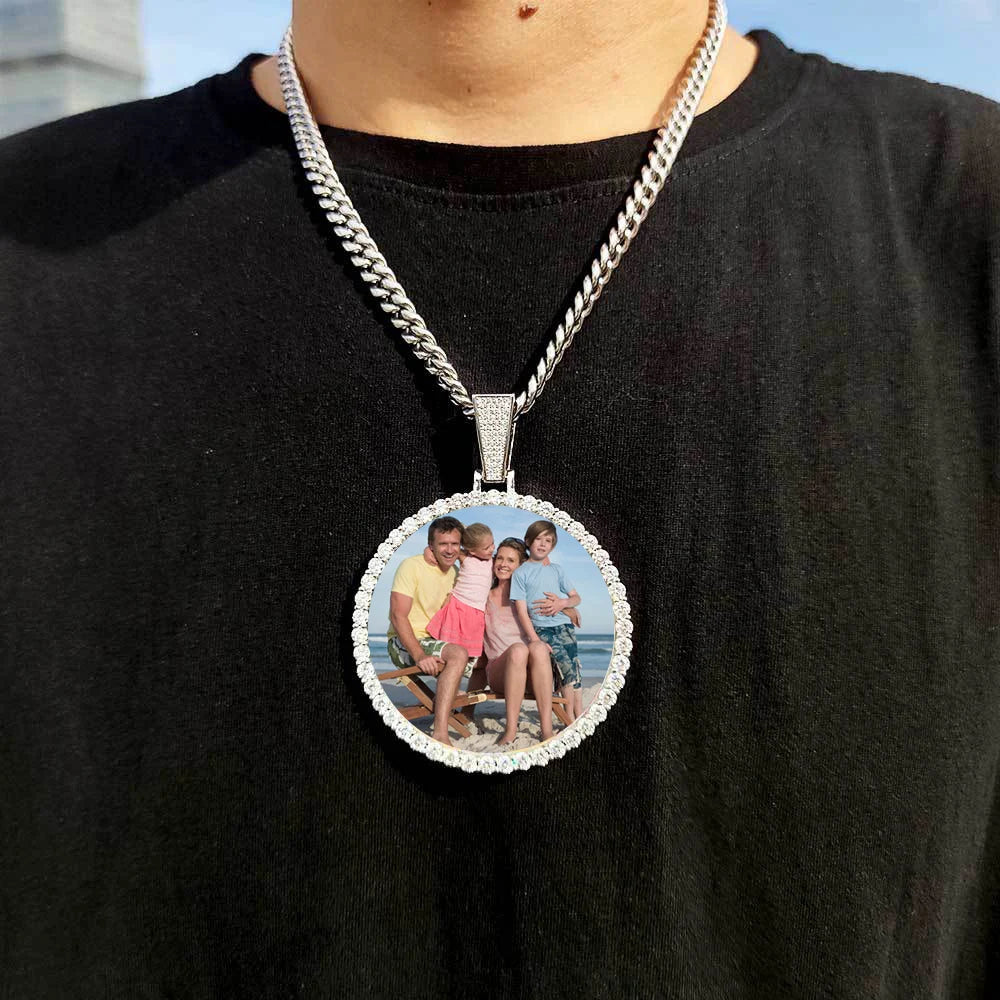 Custom Made Big Photo Medallions 18k Gold Necklace Pendant Iced Out Cuban Men Hip Hop Picture Jewelry Gift Can Free Custom Logo