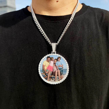 Custom Made Big Photo Medallions 18k Gold Necklace Pendant Iced Out Cuban Men Hip Hop Picture Jewelry Gift Can Free Custom Logo
