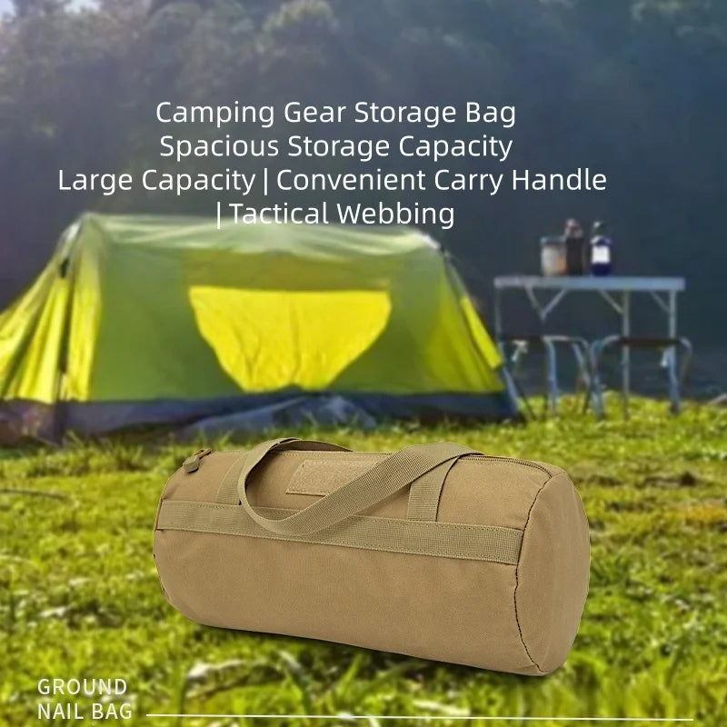 Camping Tools Storage Bag Large Capacity Cylinder Tent Stake Bag Lightweight Tent Peg Ground Nail Holder Bag for Outdoor Camping