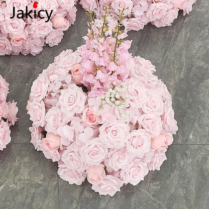 Red White Customized Artificial Rose Delphinium 50cm Flower Ball Wedding Decor Table Centerpieces Flower Decor Event Road Props