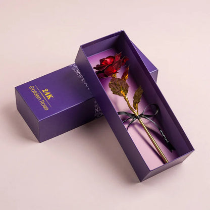 Artificial 24k Plated Rose With Love Holder Box Gift for Mothers Day Valentines Day Birthday Anniversary Thanksgiving Present