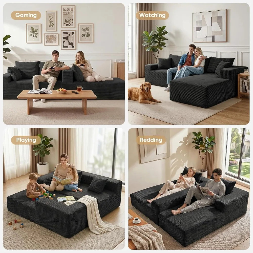 103" L Shaped Modular Sectional Sofa for Living Room, Custom