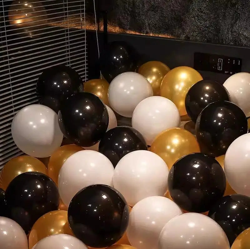 20-100pcs Black Gold Latex Balloons Transparent Starry Sky Helium Balloon Birthday Anniversary Wedding Party Decoration Supplies