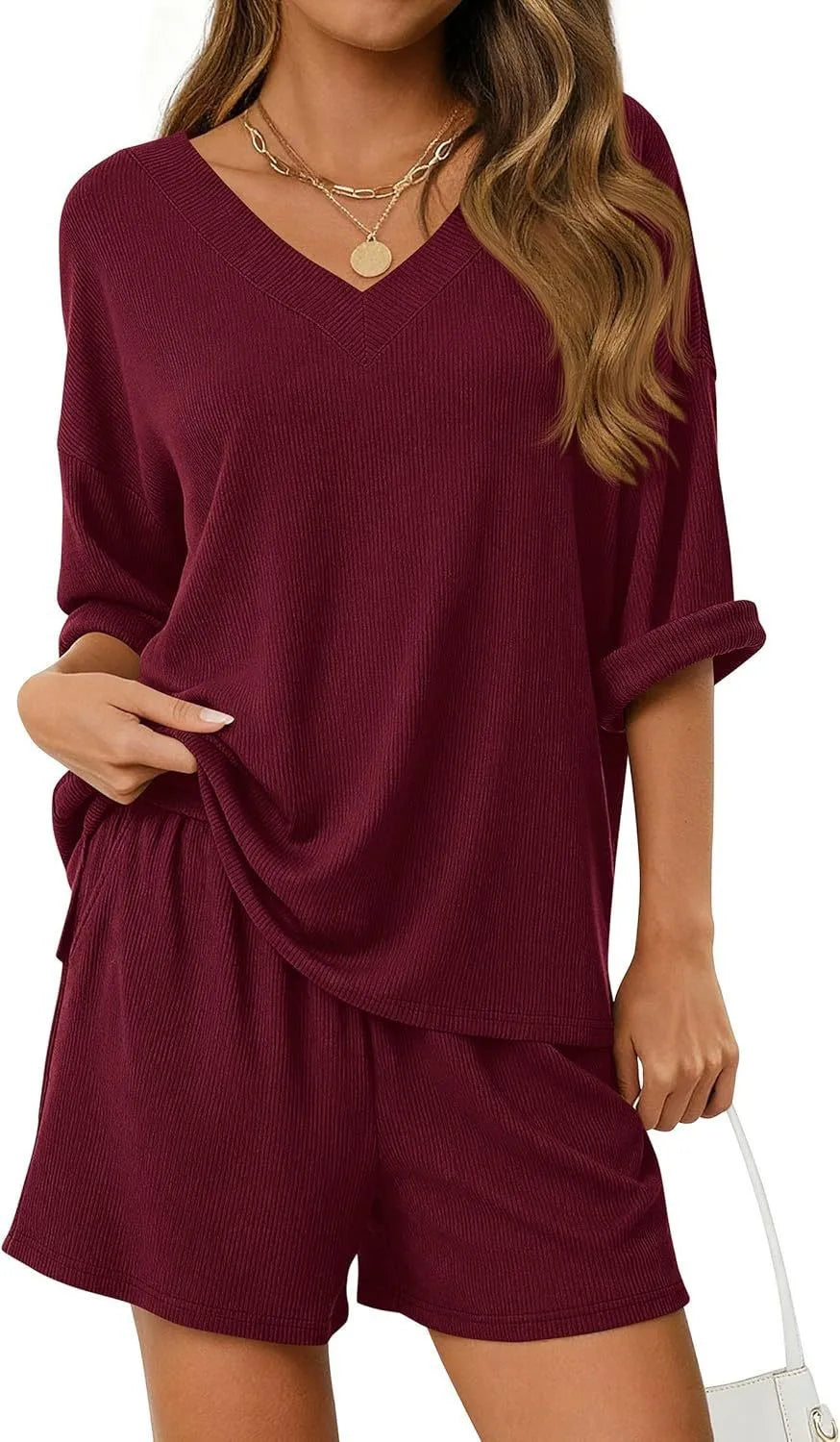 2026 Summer Solid Beach Set for Women Loose Casual Style Home and Outdoor Wear hort-Sleeve T-Shirt Shorts