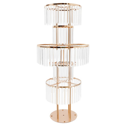 5 Tiers Gold/Silver Wedding Centerpieces Flower Stand Vase Centerpiece Acrylic Flower Stand with Hanging Acrylic